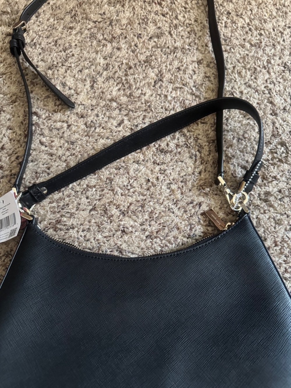 kate spade black leather shoulder bag with gold logo - Picture 4 of 6